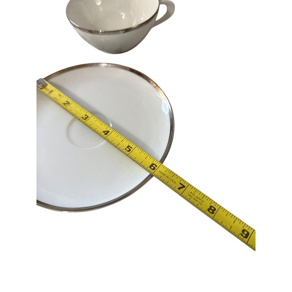 Sango Fine China Pallas Place Setting 7 Pc White & Silver Trim Elegant Design - Picture 7 of 10
